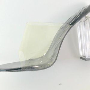 Lucite Slip On Peeptoe Mules